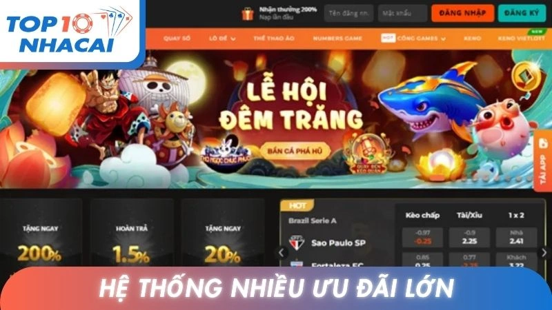 Hệ thống tặng người chơi nhiều ưu đãi lớn