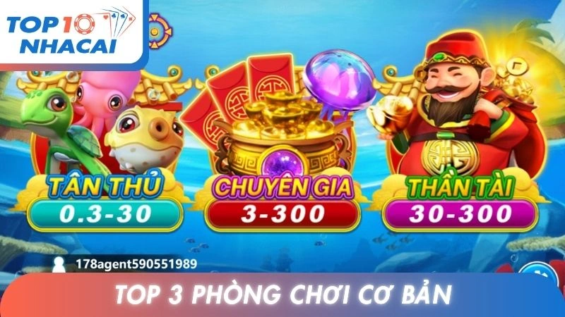 Top 3 phòng chơi cơ bản trong bắn cá Thần Tài