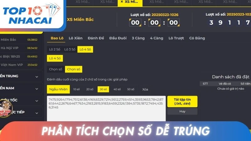 Phân tích chọn số dễ trúng