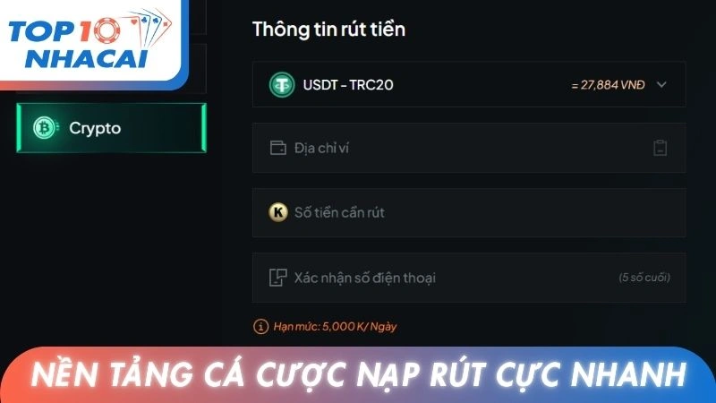 Nền tảng cá cược trực tuyến nạp rút cực nhanh