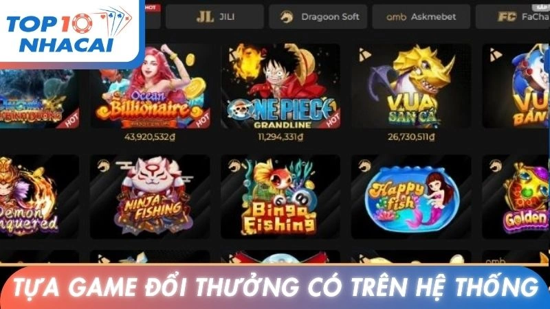 Tựa game đổi thưởng hiện có trên hệ thống
