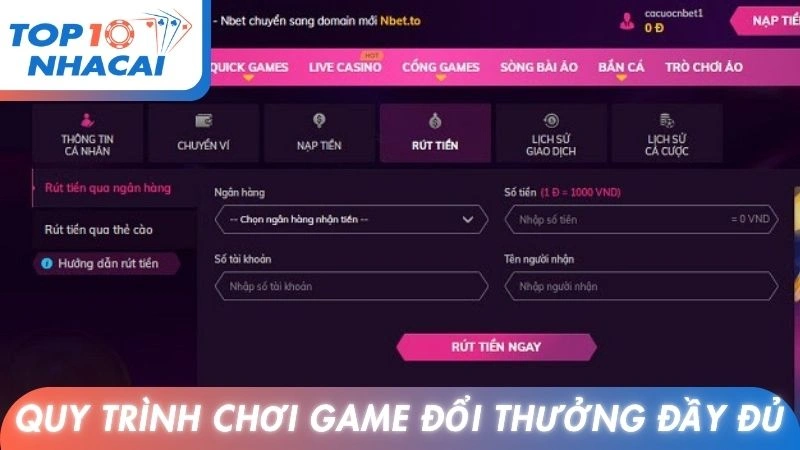 Quy trình chơi game đổi thưởng bản đầy đủ