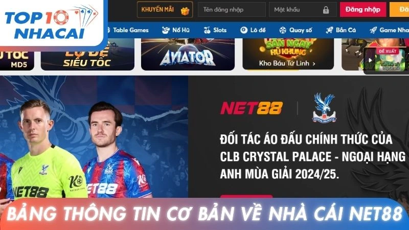 Bảng thông tin cơ bản về nhà cái Net88